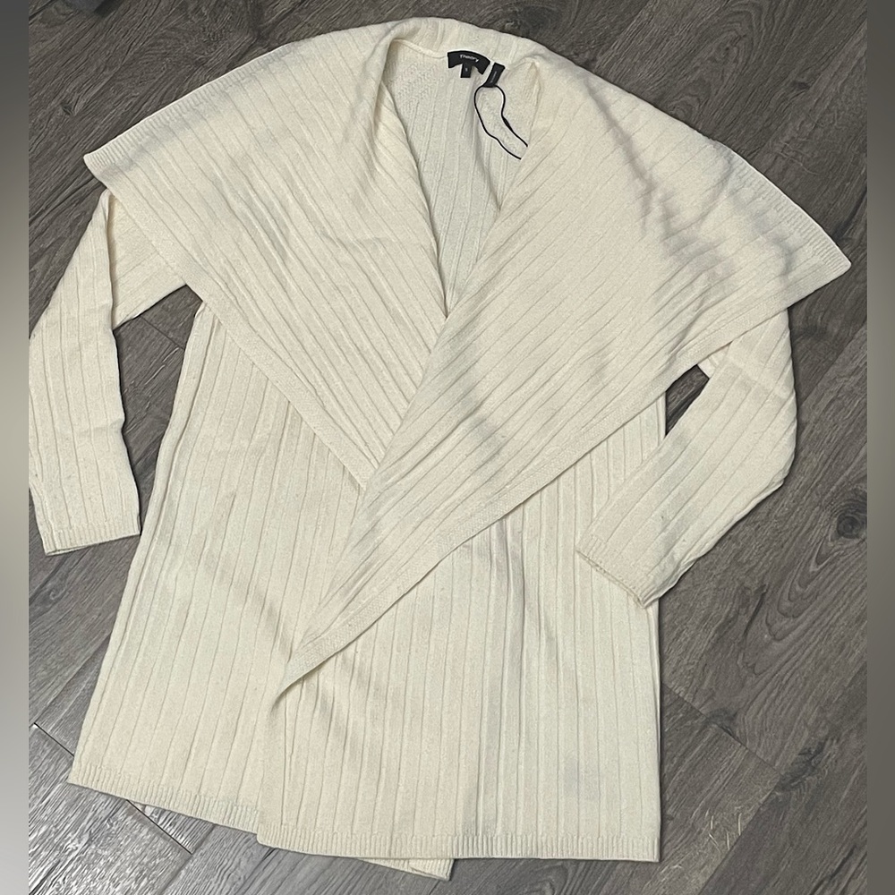 Like new! Theory Trincy Rib-Knit Wool-Cashmere Draped Cardigan - Size small